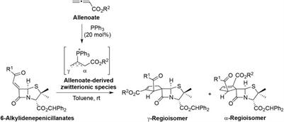 Unveiling a family of spiro-β-lactams with anti-HIV and antiplasmodial activity via phosphine-catalyzed [3+2] annulation of 6-alkylidene-penicillanates and allenoates